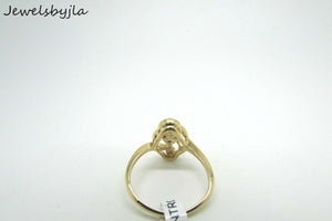 14K Pretty Design Yellow Gold Ladies Long Ring With Round Diamonds 2.1 Grams