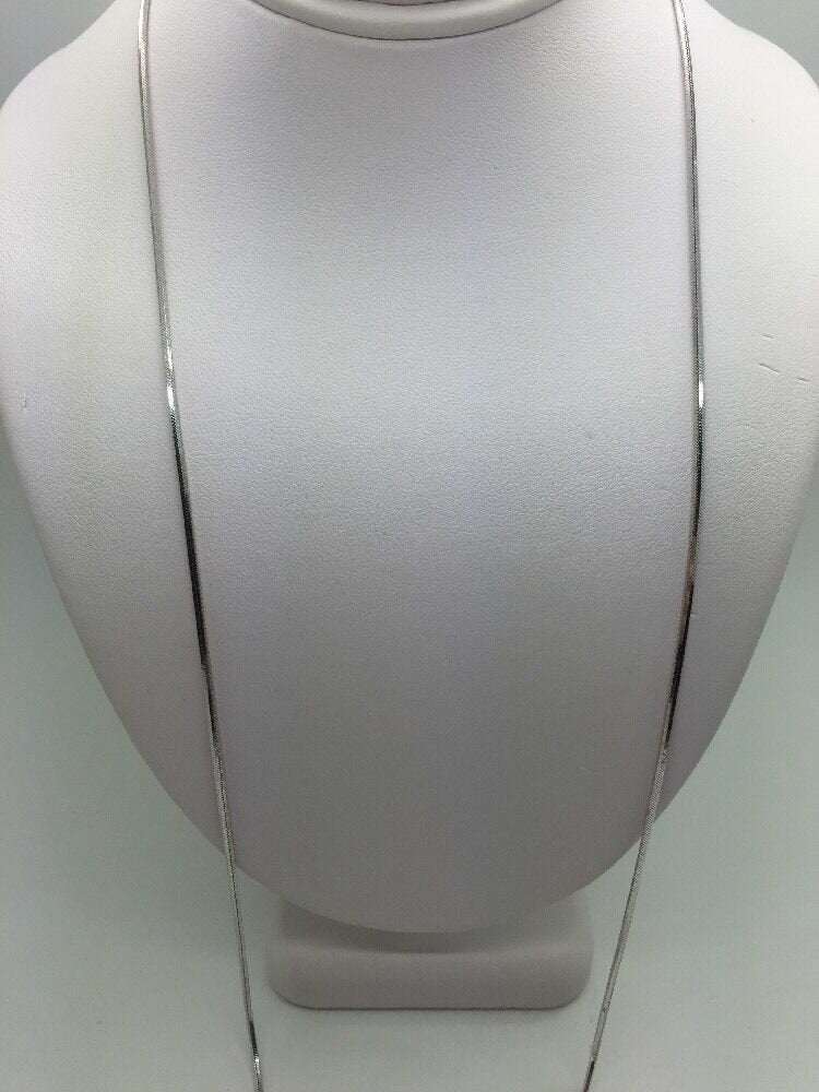14K Solid White Gold Square Snake Chain 24 Inches 8.2 Grams 1.2 Mm