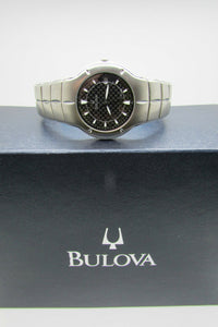 Bulova Unisex Black Dial Stainless Steel Watch 96Bx2 Brand New