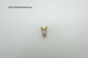 14K Yellow Gold Rabbit Ear Round Diamond Pendant 1.5 Grams 0.15 Cts