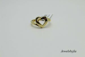 14K Yellow Gold Ladies Pretty Twisted Open Heart Ring 2.9 Grams Size 7