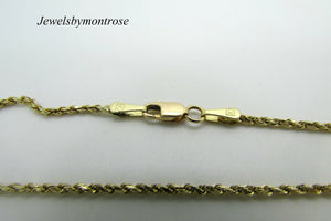 14K Yellow Gold 16 Inch Rope Chain 6 Grams 1.5 Mm Wide Made In Italy