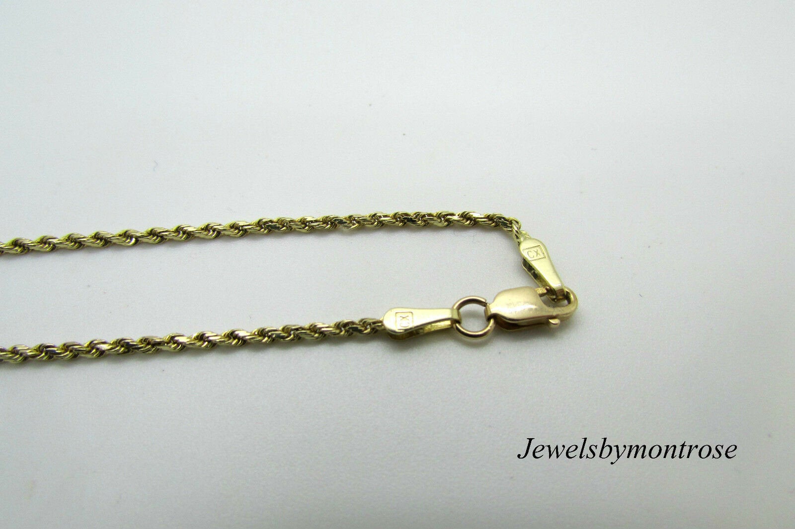 14K Yellow Gold 16 Inch Rope Chain 6 Grams 1.5 Mm Wide Made In Italy