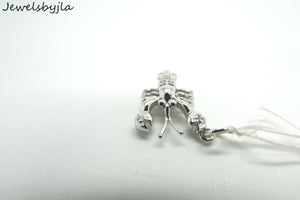 14K White Gold Cancer Horoscope Sign Pendant 1.9 Grams With Diamonds .03 Cts