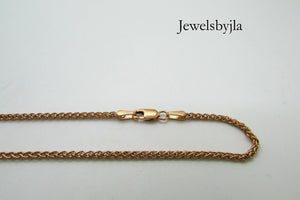 14K Rose Gold Wheat Chain 16 Inches 5.8 Grams Wide Made In Italy
