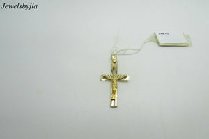 14K Yellow Gold Pretty Crucifix Christ Pendant/Charm 1.8 Grams