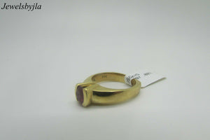 14K Yellow Gold Pretty Oval Shape Ruby Ladies Ring 6.6 Grams