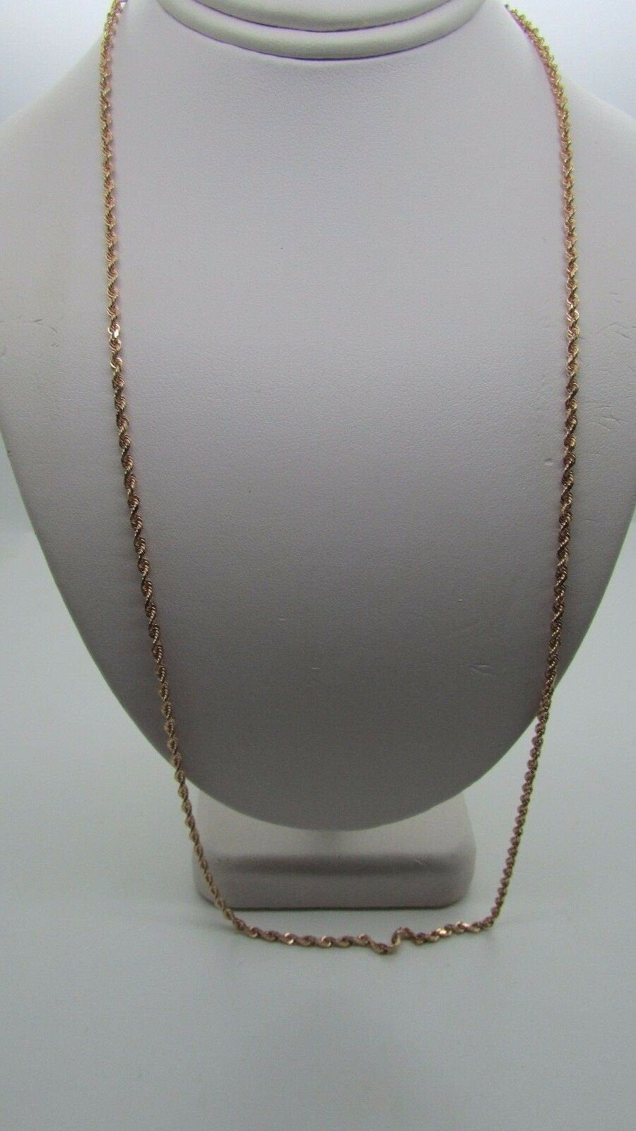 14K Rose Gold Diamond Cut 22 Inches Rope Chain 7.8 Grams 2 Mm