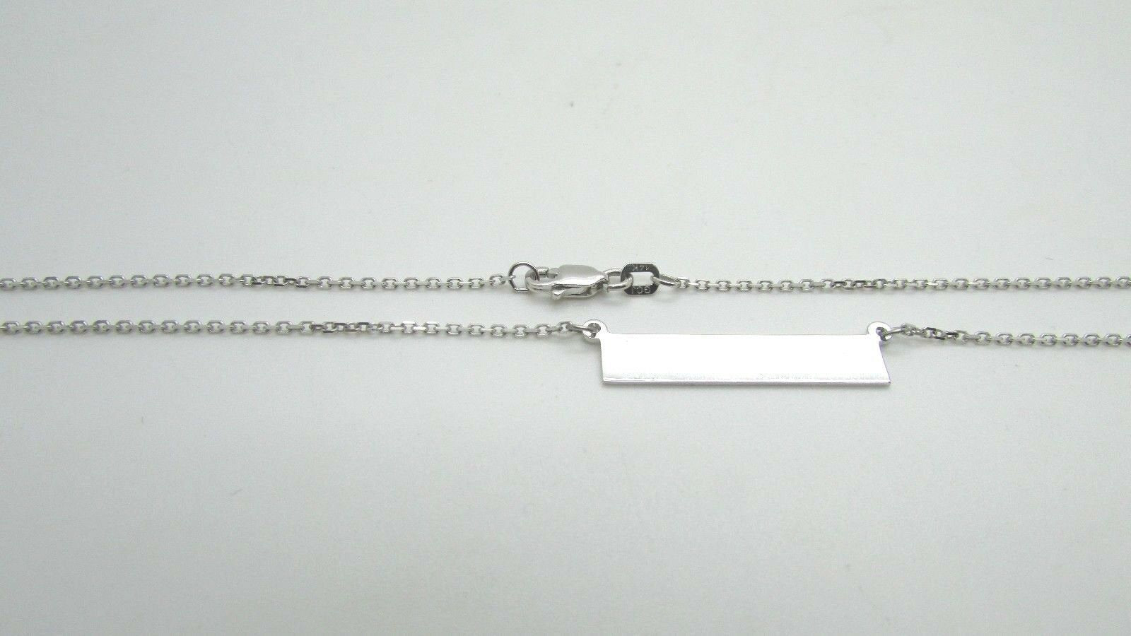 14K White Gold Short Horizontal Bar Pendant 16&quot; 3.1 Grams