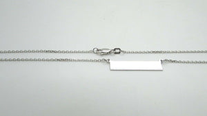 14K White Gold Short Horizontal Bar Pendant 16&quot; 3.1 Grams