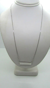 14K White Gold Short Horizontal Bar Pendant 16&quot; 3.1 Grams