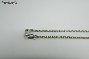 14K White Gold Pretty Handmade Link Chain 16 Inches 2.6 Grams 1Mm