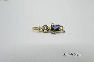 14K Yellow Gold Little Boy Charm Pendant With Synthetic Sapphire And Zirconium