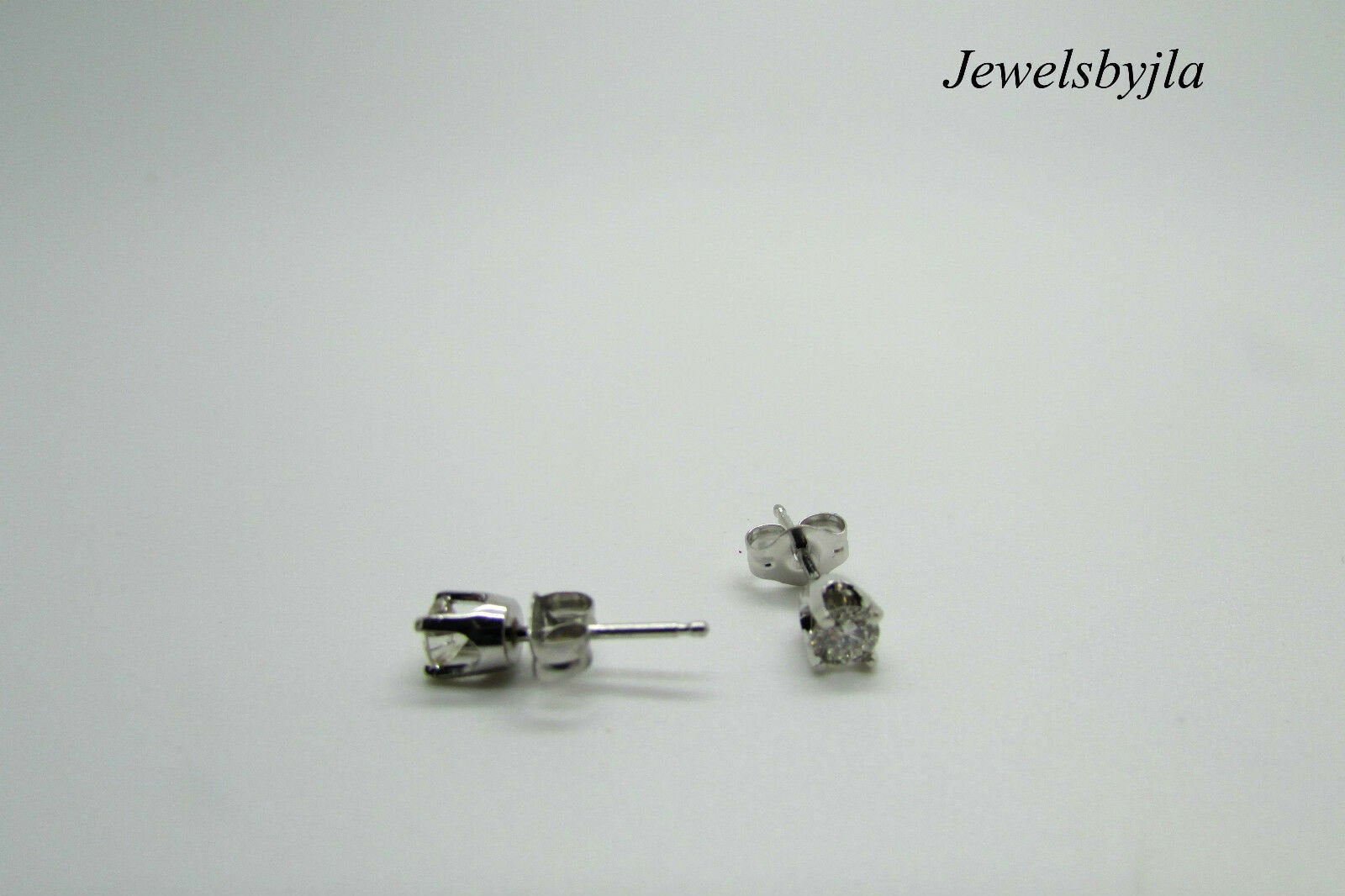 14K Pretty White Gold Round Diamond Stud Earrings .36 Cts H Color Vs Clarity