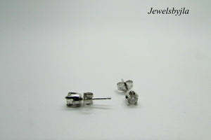 14K Pretty White Gold Round Diamond Stud Earrings .36 Cts H Color Vs Clarity
