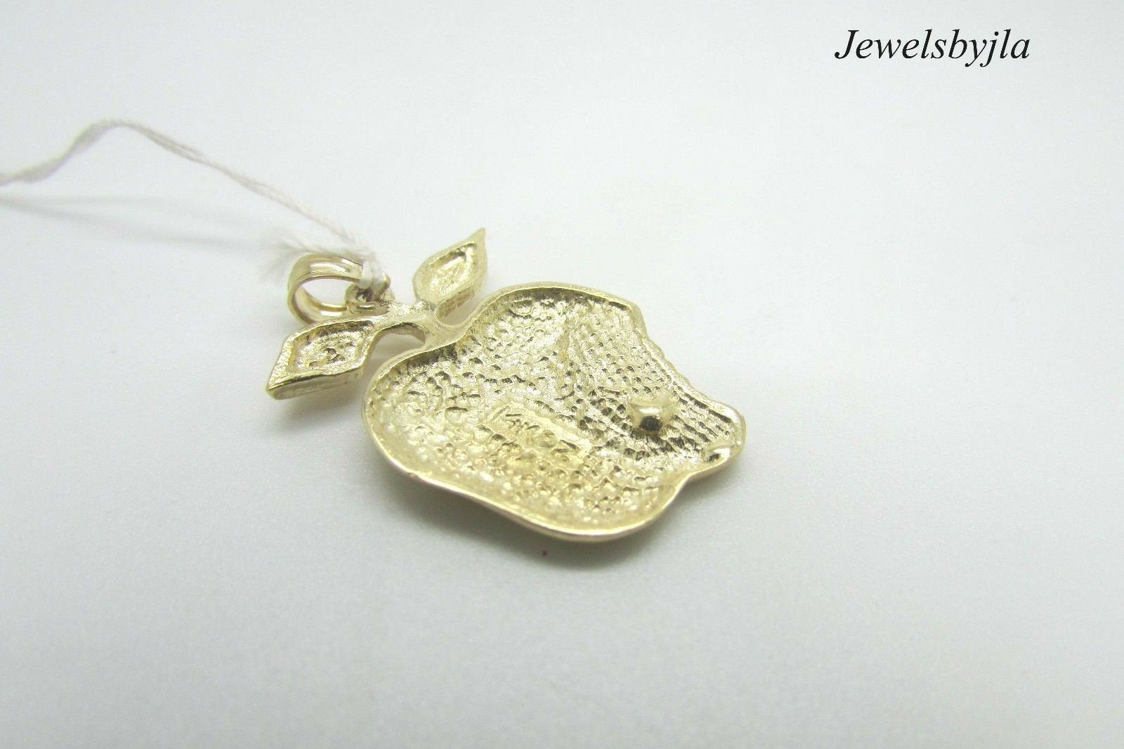 14K Yellow Gold Beautiful Bitten Apple Pendant Adam And Eve 3.0 Grams