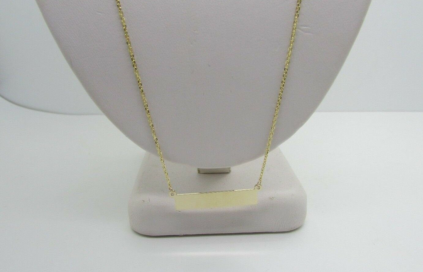 14K Yellow Gold Short Horizontal Bar Pendant 18&quot; 2.8 Grams