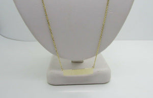 14K Yellow Gold Short Horizontal Bar Pendant 18&quot; 2.8 Grams