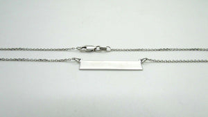 14K White Gold Long Horizontal Bar Pendant 18&quot; 2.8 Grams