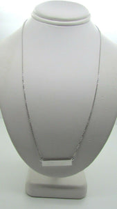 14K White Gold Long Horizontal Bar Pendant 18&quot; 2.8 Grams