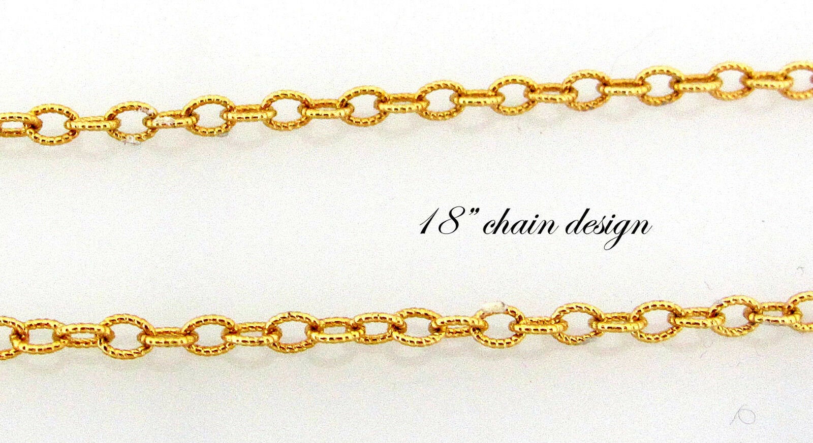 14K Yellow Gold Pretty Oval Fluted Links Chain Pendant With 18&#39; Inch Chain