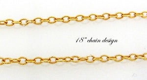 14K Yellow Gold Pretty Oval Fluted Links Chain Pendant With 18&#39; Inch Chain