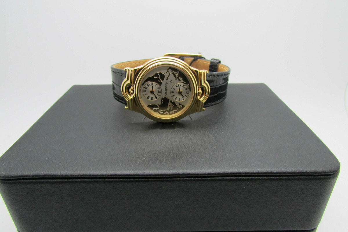 Accutron Men's Traveler Dual Time Zone Black Lizard Watch 27A46 ...