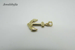 14K Pretty Yellow Gold Anchor Sailor Nautical Pendant 0.9 Grams