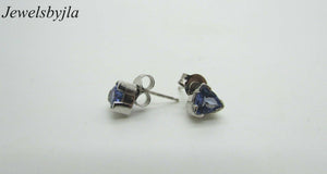14K Pretty White Gold Trillion Tanzanite Earrings .75 Cts