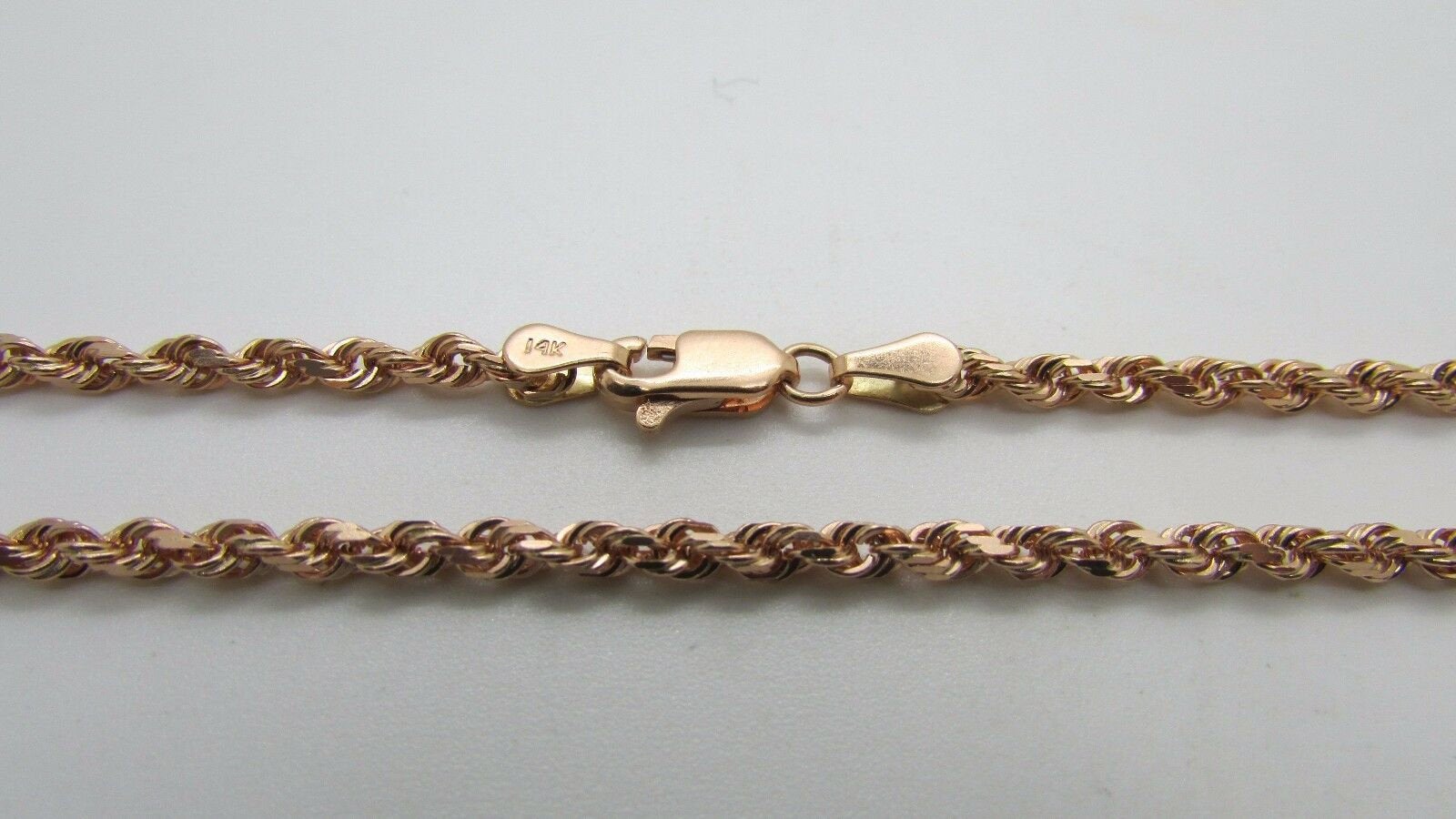 14K Rose Gold Diamond Cut 22 Inches Rope Chain 12.3 Grams 2.5 Mm