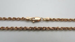 14K Rose Gold Diamond Cut 22 Inches Rope Chain 12.3 Grams 2.5 Mm