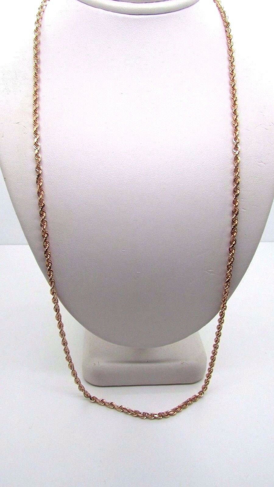 14K Rose Gold Diamond Cut 22 Inches Rope Chain 12.3 Grams 2.5 Mm