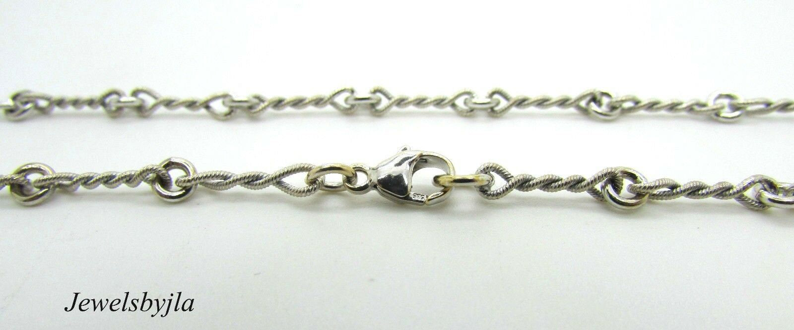 14K Pretty White Gold Twisted Link Chain With Circle Knots 9 Grams 18&quot; Italy