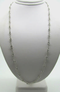 14K Pretty White Gold Twisted Link Chain With Circle Knots 9 Grams 18&quot; Italy