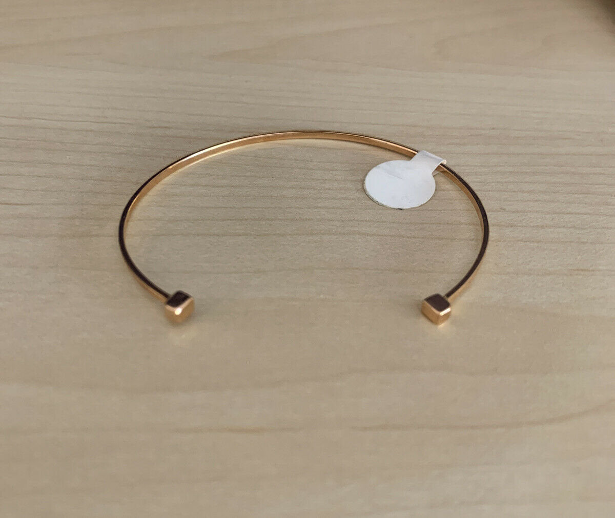 14K Pretty Rose Gold Thin Cuff Bracelet With Square Ends 3.4 Grams