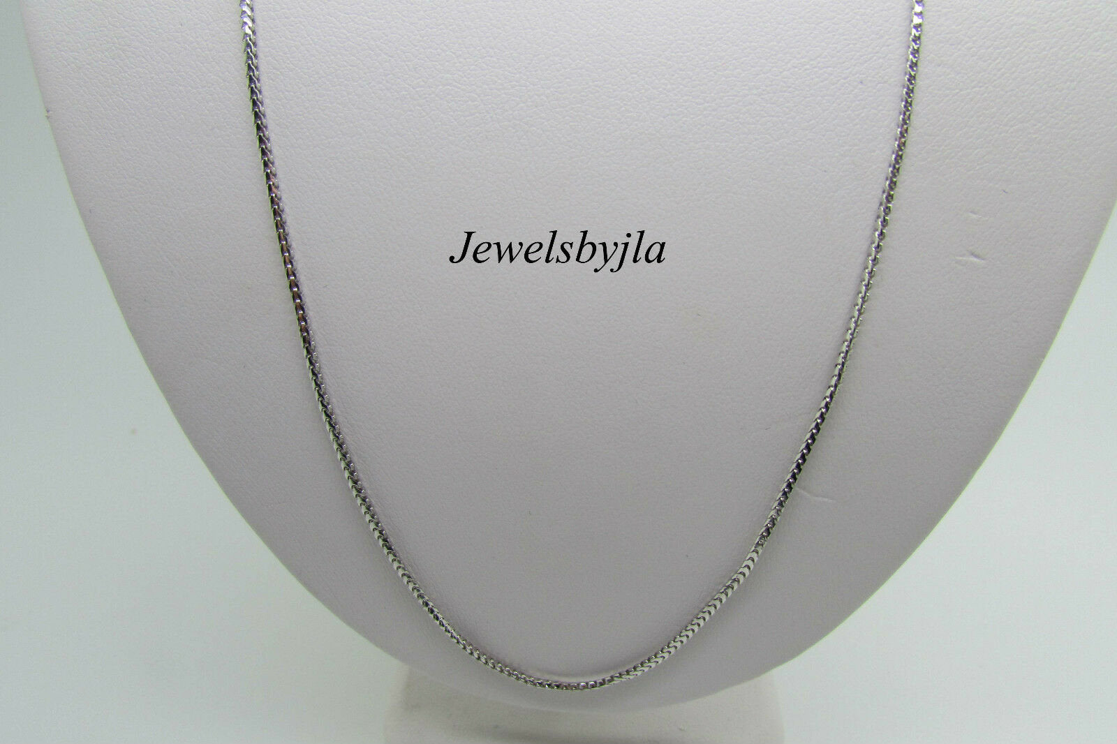 14K White Gold Square Wheat Chain 18 Inches 1.3 Mm 4.4 Grams Wide Made In Italy