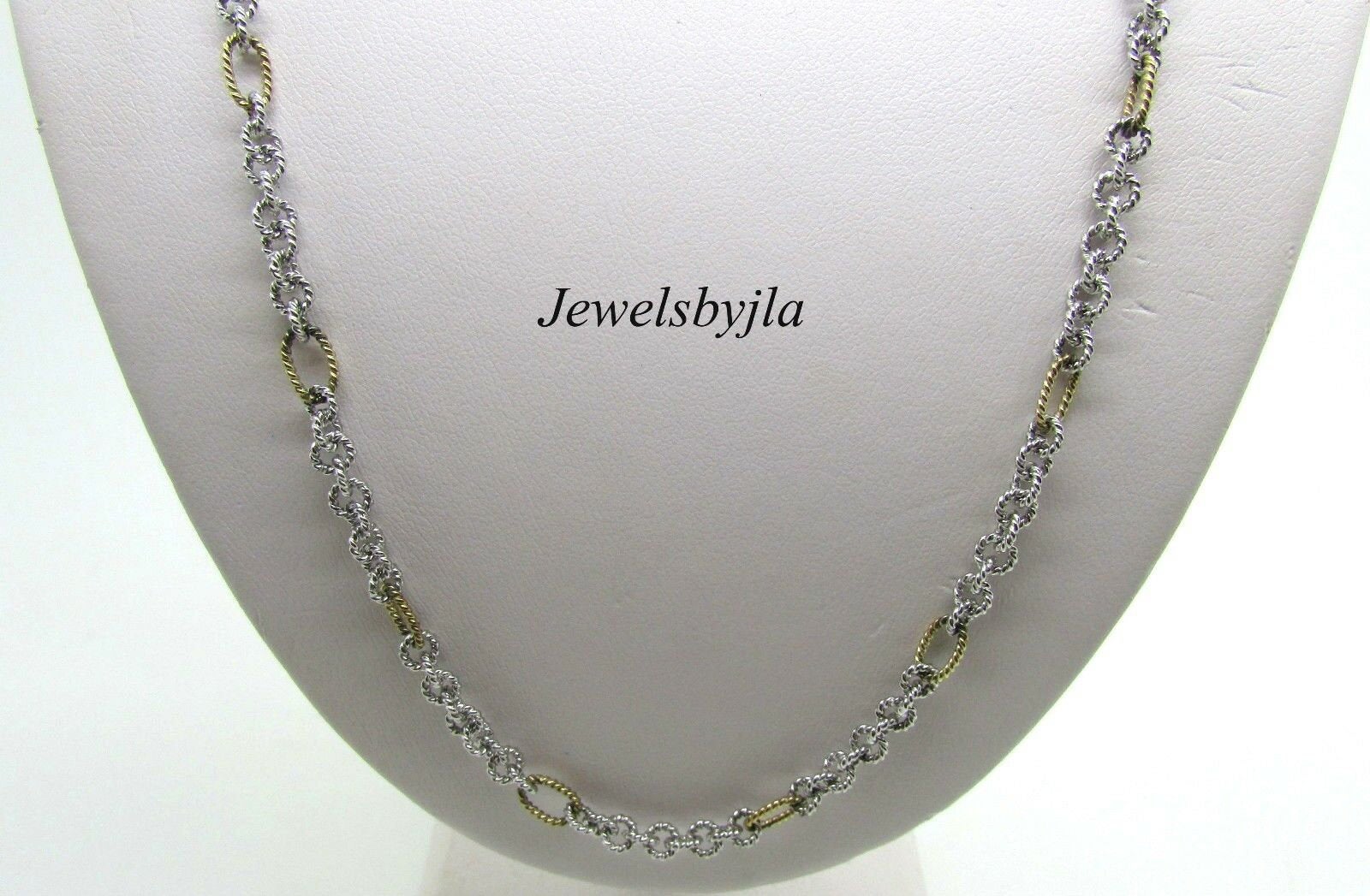 14K Pretty Multi-Tone Gold Link Chain Cicular and Oval 12.9 Grams 18&quot; Italy