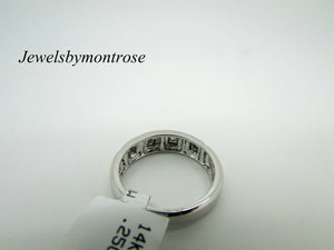 14K White Gold Ladies Ring Band With Princess Cut Diamonds 4.6 Grams On Sale!