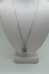 18K Pretty White Gold Star Pendant With Round Diamonds And Baguettes 0.51 Cts