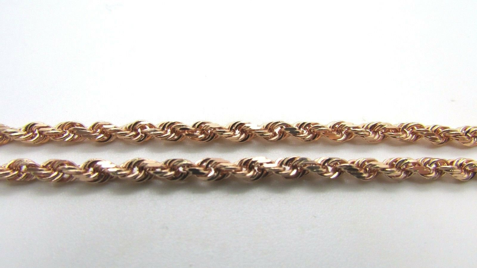 14K Rose Gold Diamond Cut 22 Inches Rope Chain 12 Grams 2.5 Mm