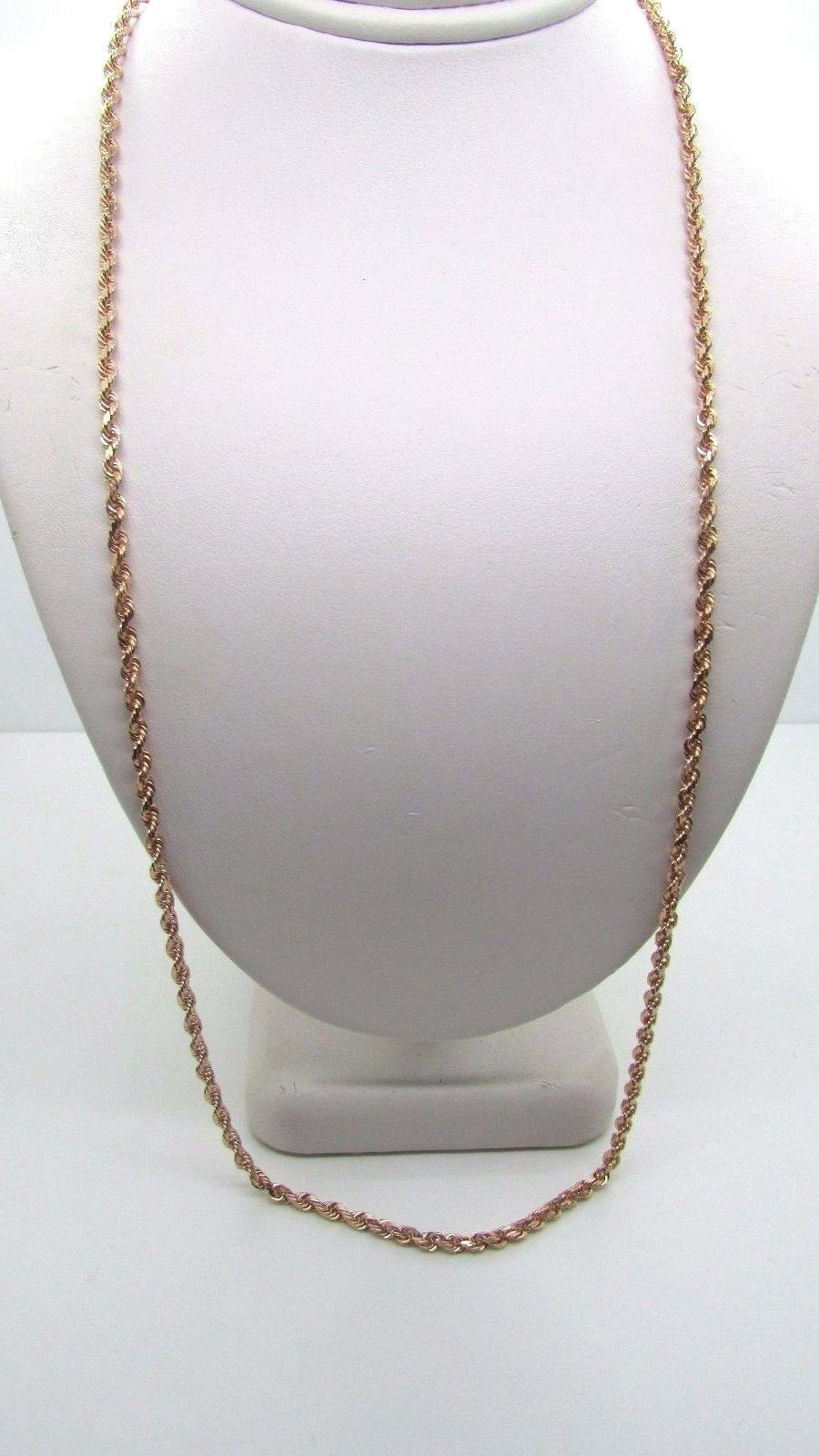 14K Rose Gold Diamond Cut 22 Inches Rope Chain 12 Grams 2.5 Mm