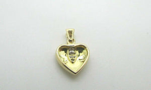 14K Pretty Yellow Gold Polished Heart Pendant With 6 Tapered Baguettes 2 Grams