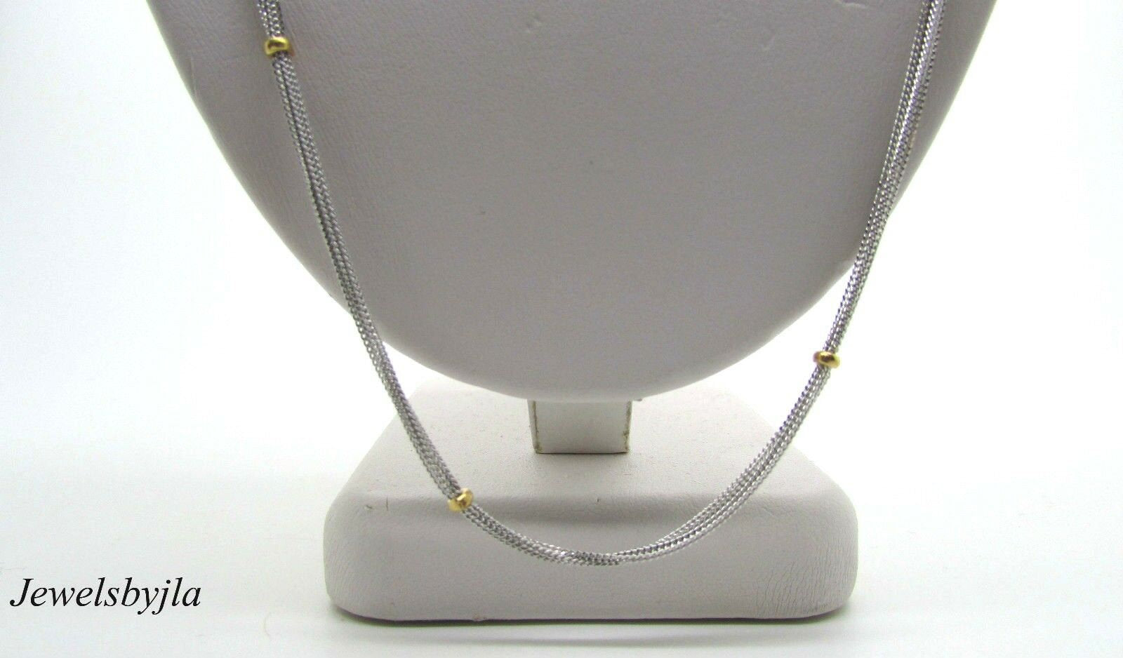 14K Pretty Two Tone Gold 5 Layers Small Links Chain With Beads 7 Grams 20&quot; Italy