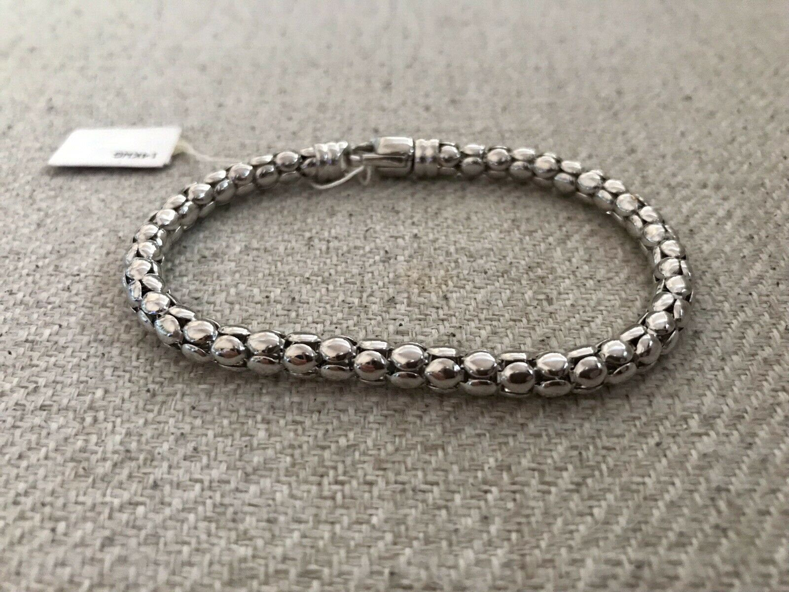 14K Pretty White Gold Popcorn Chain Style Bracelet 9.8 Grams
