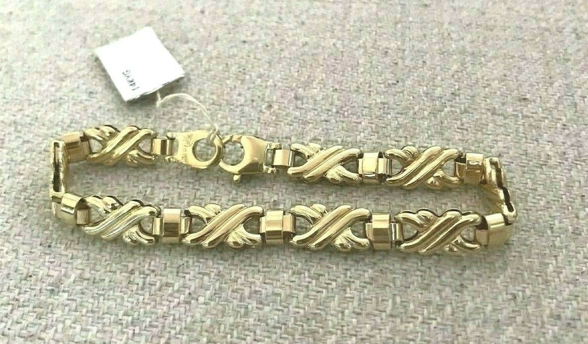 14K Pretty Yellow Gold Thick Bracelet With Bar Design 14.5 Grams
