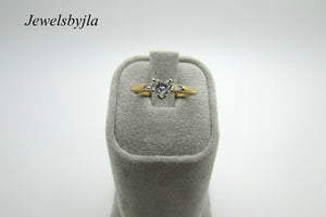 14K Yellow Gold Pretty Heart Shaped Diamond Engagement Ring 0.36Cts Size 6