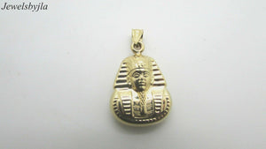 14K Pretty Yellow Gold 3-D Detailed Egyptian Pharaoh Pendant 2 Grams