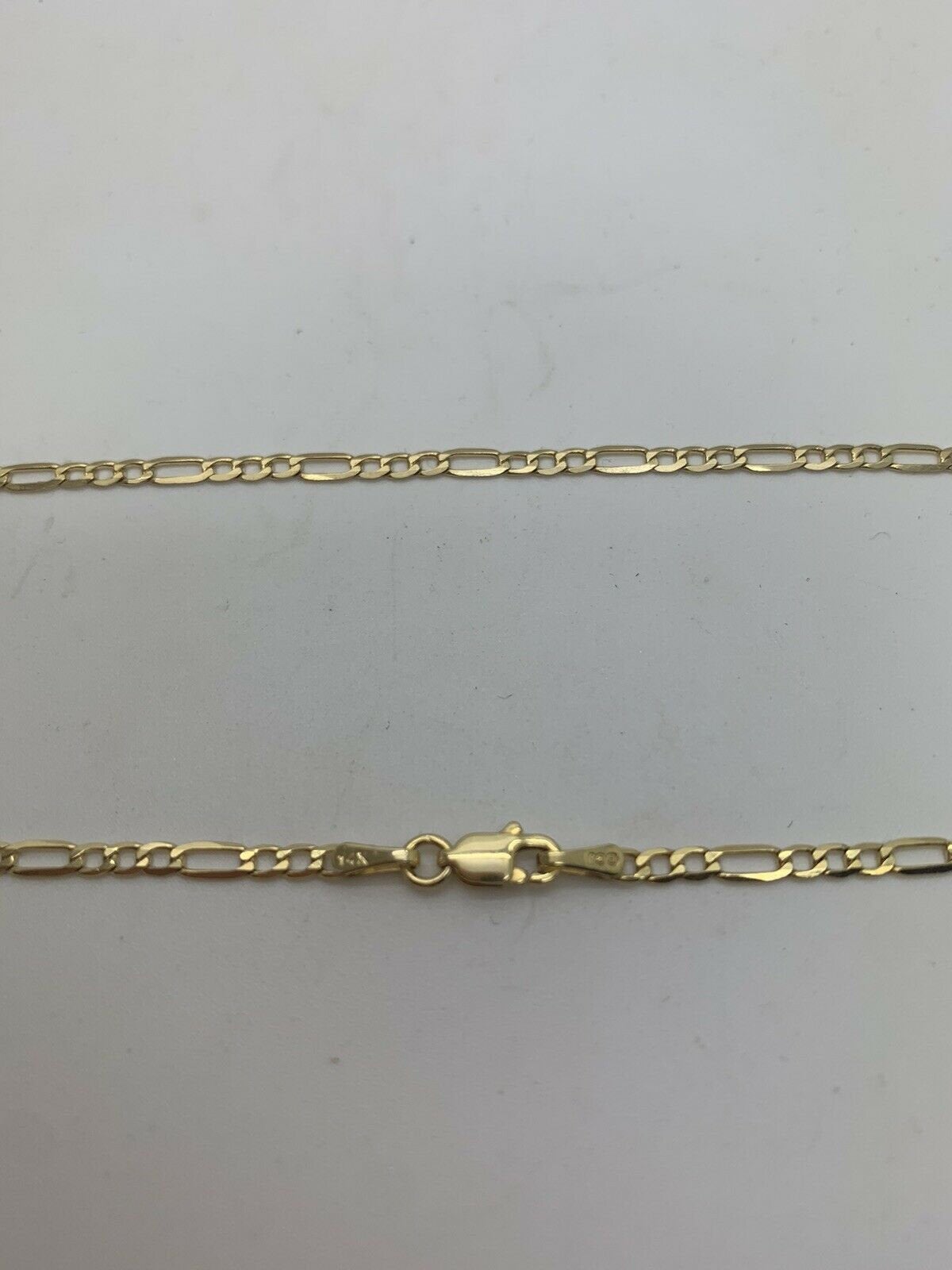 14K White Gold Elongated Figaro Chain 16 Inches 3.6 Grams Made In Italy.