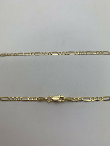 14K White Gold Elongated Figaro Chain 16 Inches 3.6 Grams Made In Italy.