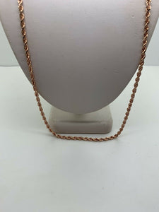 14K Rose Gold Diamond Cut 22 Inches Rope Chain 16.7 Grams 3Mm